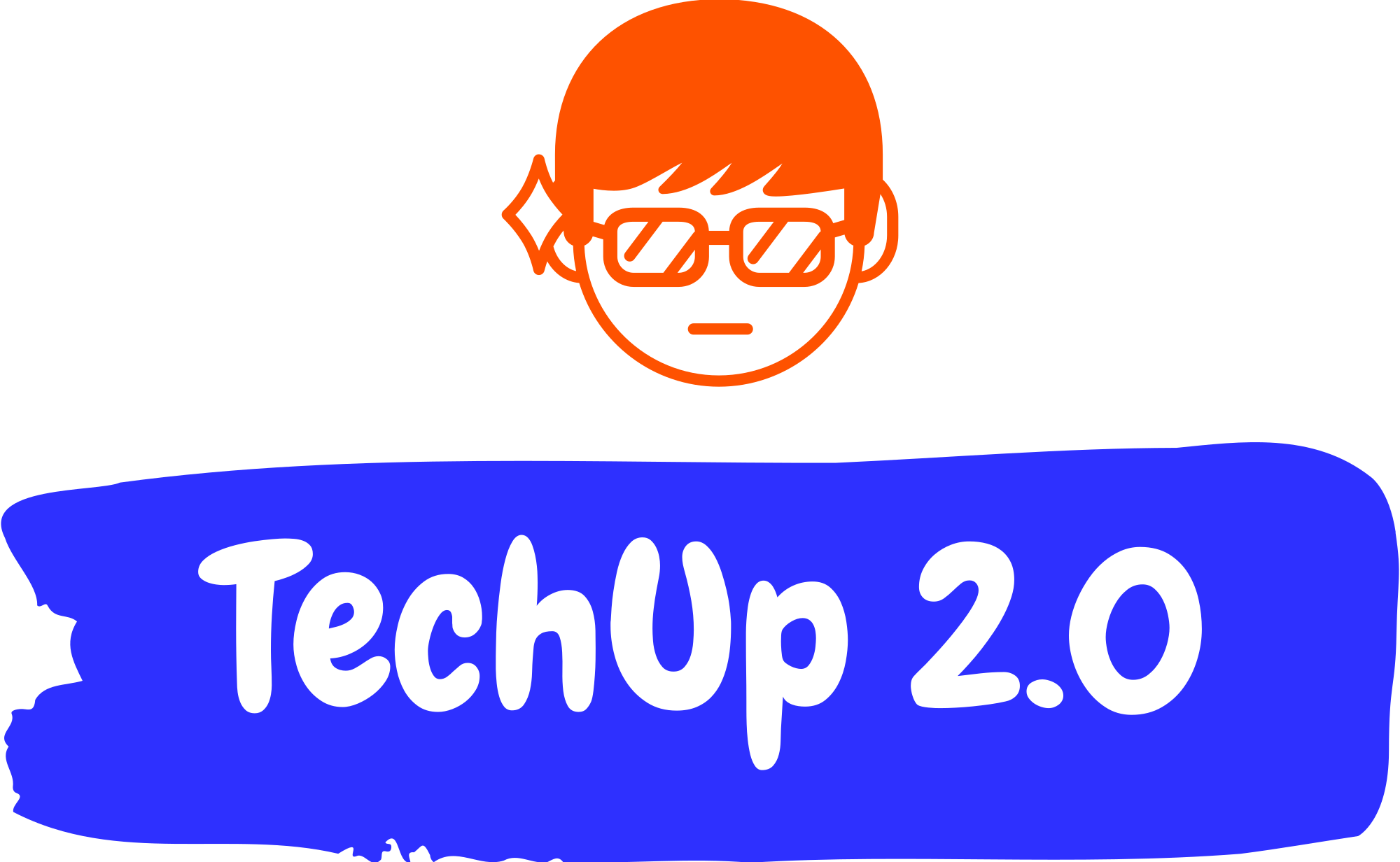 Logo of a boy wearing glasses with the words TechUp below